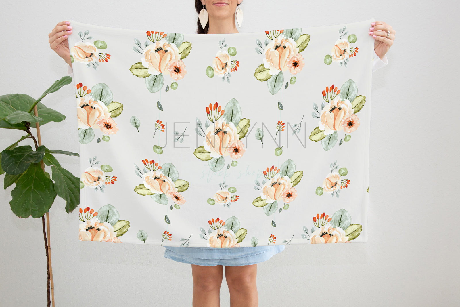 Model Holding Minky Blanket Mockup  #13 PSD