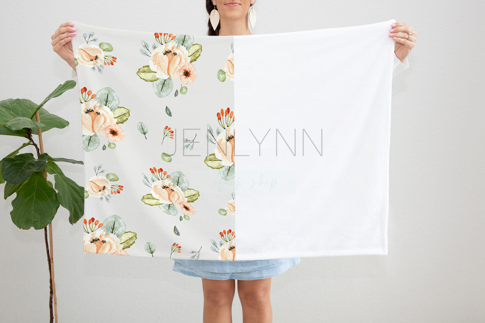 Model Holding Minky Blanket Mockup  #13 PSD