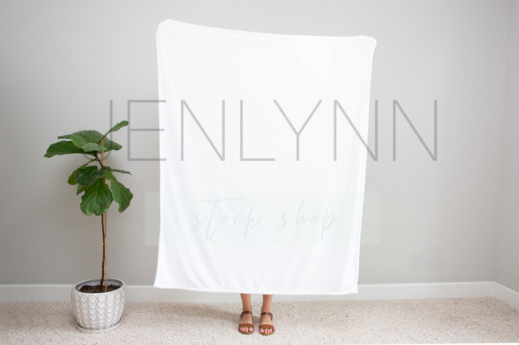 Woman Holding 50x60 Minky Blanket Mockup #15 PSD - JENLYNN Stock Shop