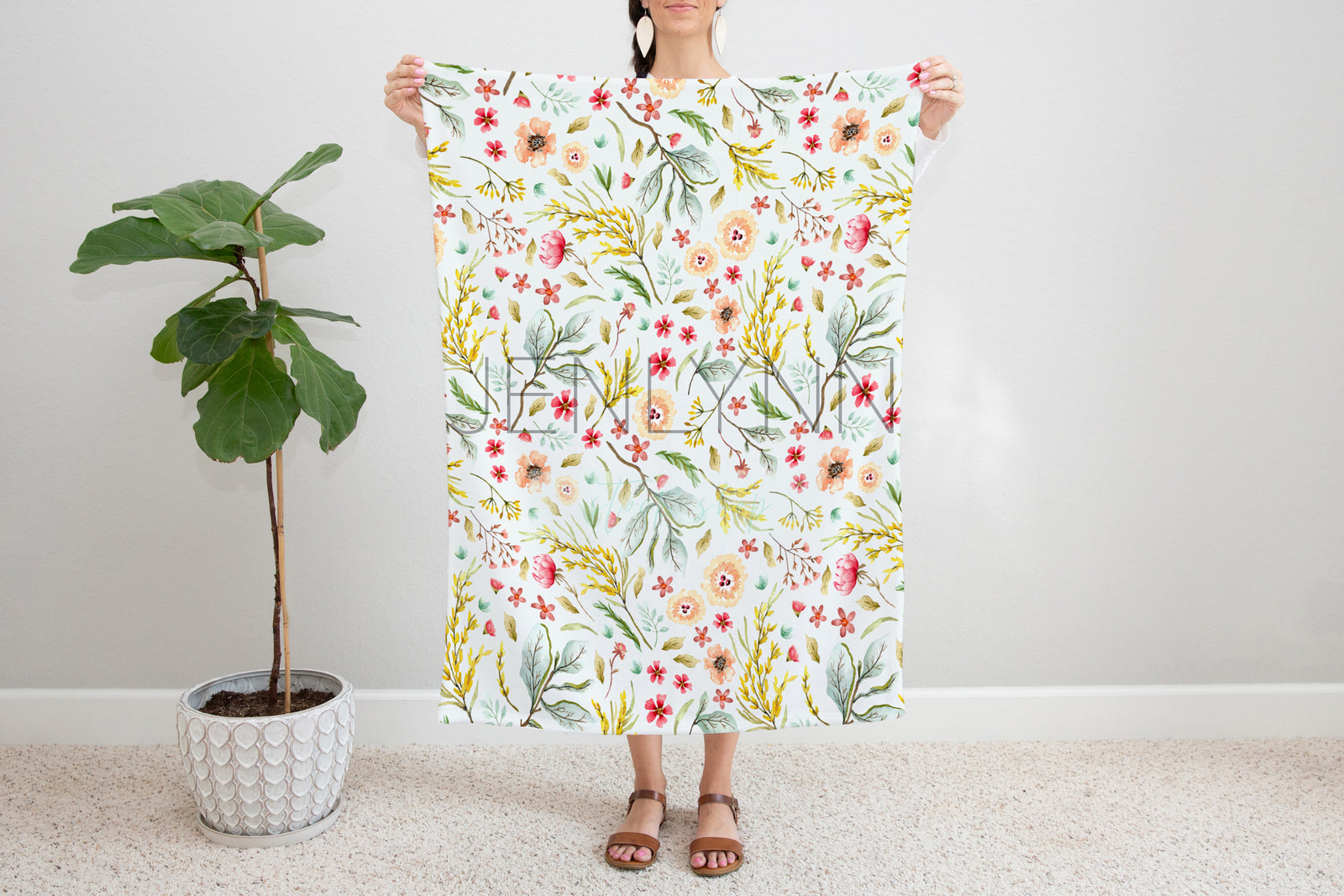 Woman Holding Minky Blanket Mockup  #12 PSD