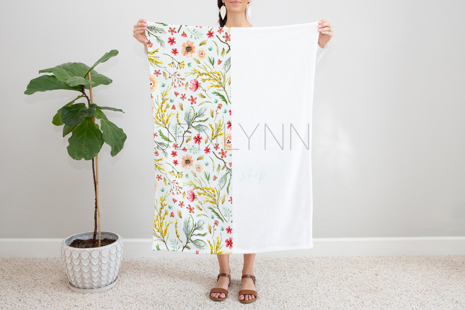 Woman Holding Minky Blanket Mockup  #12 PSD