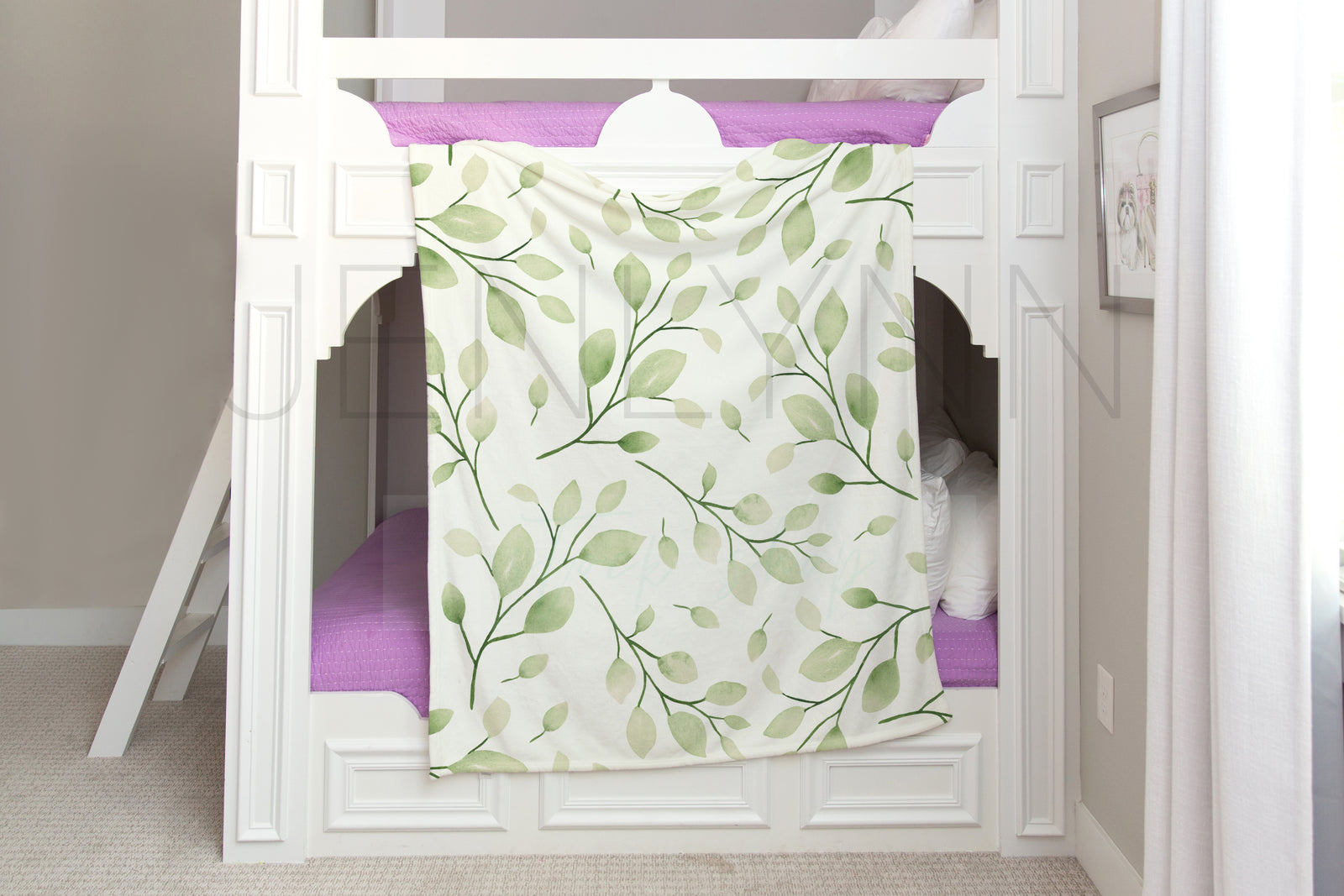 Minky Blanket on Bunk Bed Mockup #VH08
