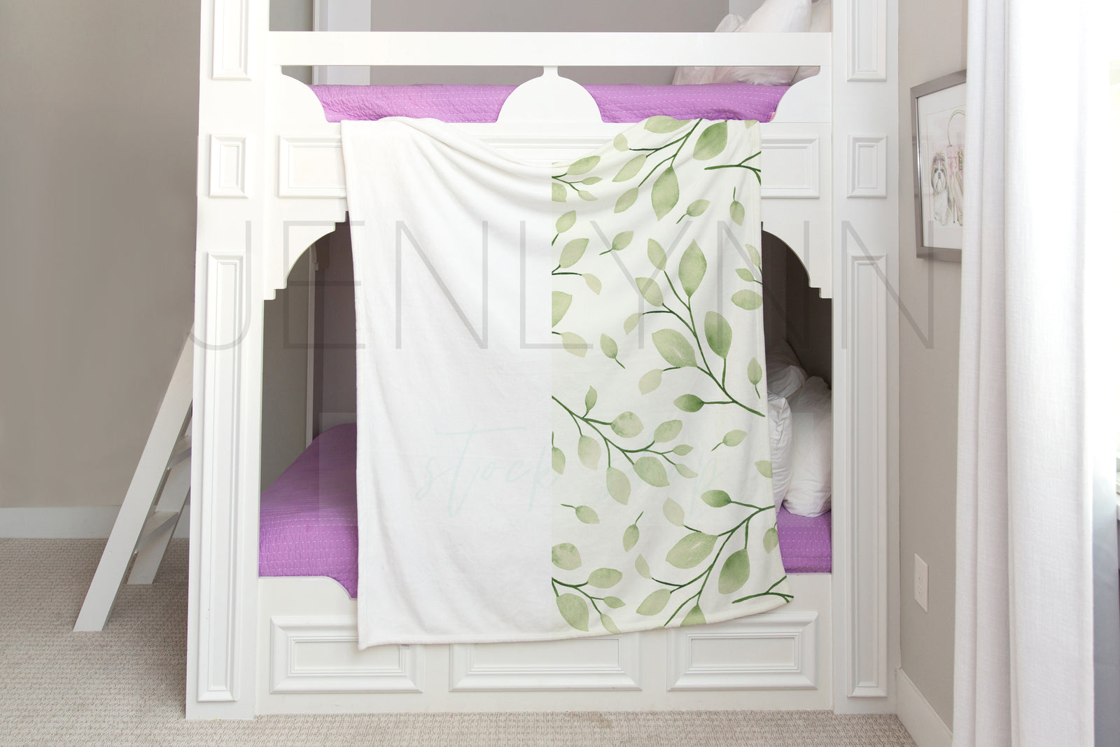 Minky Blanket on Bunk Bed Mockup #VH08