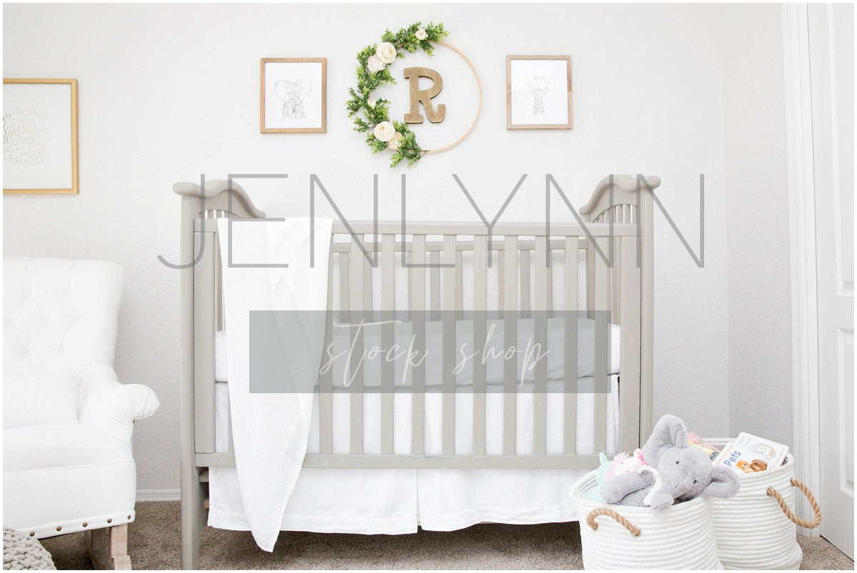 Nursery Collection Mockup #10 | Swaddle Blanket, Crib Sheet & Crib Skirt