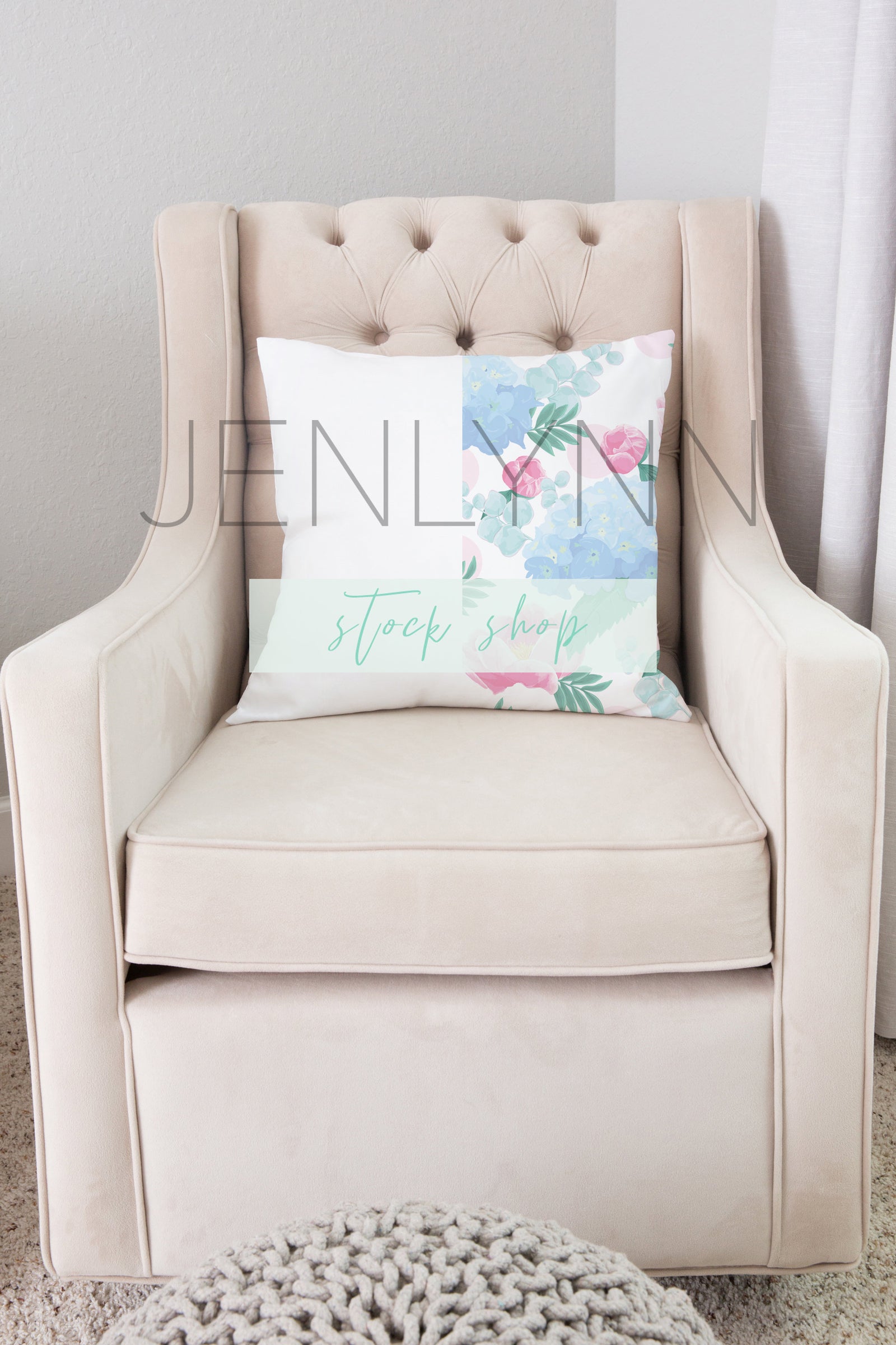Nursery pillow on Rocker Mockup #3