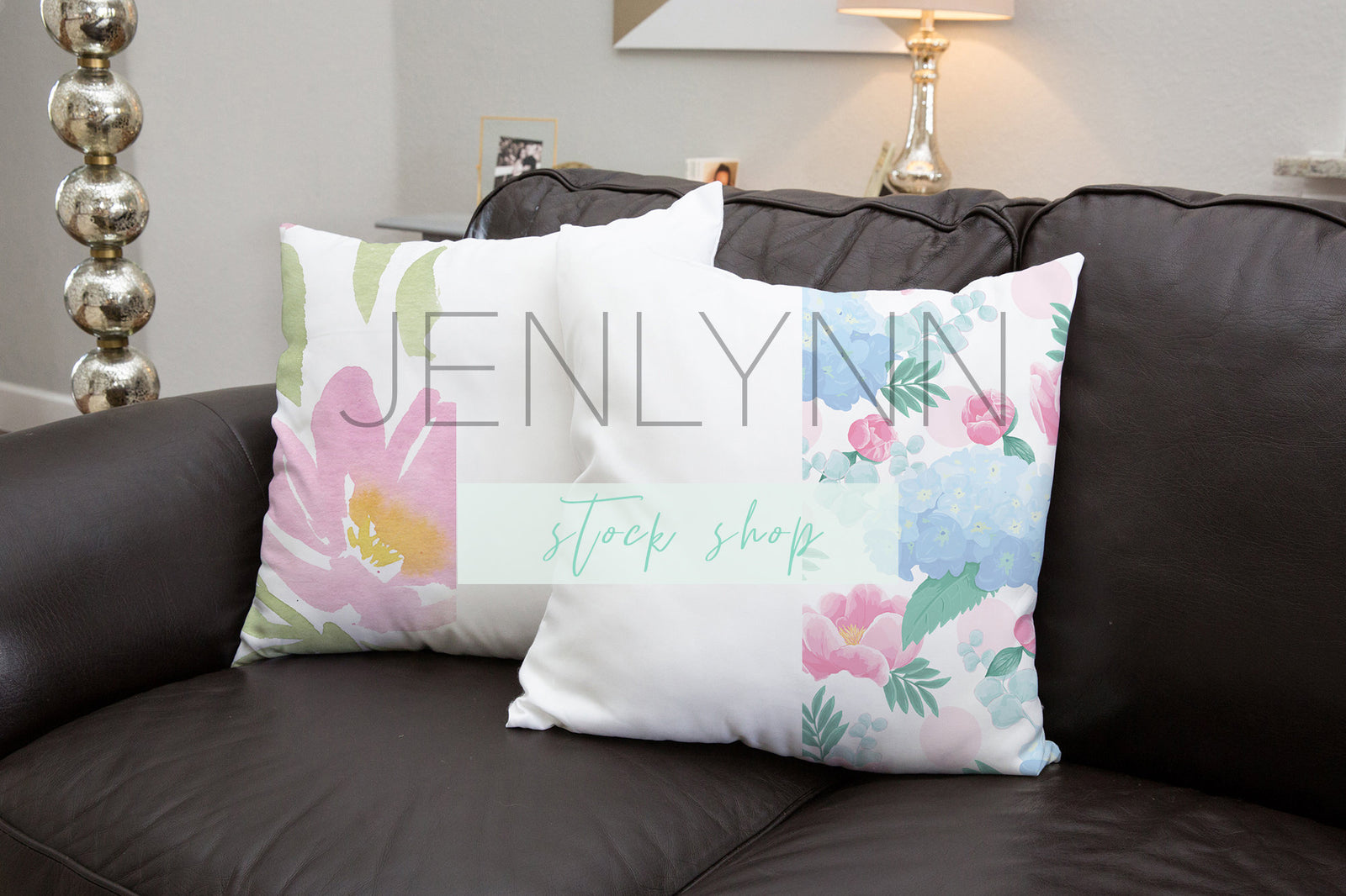 Two White Pillow Living Room Mockups #2