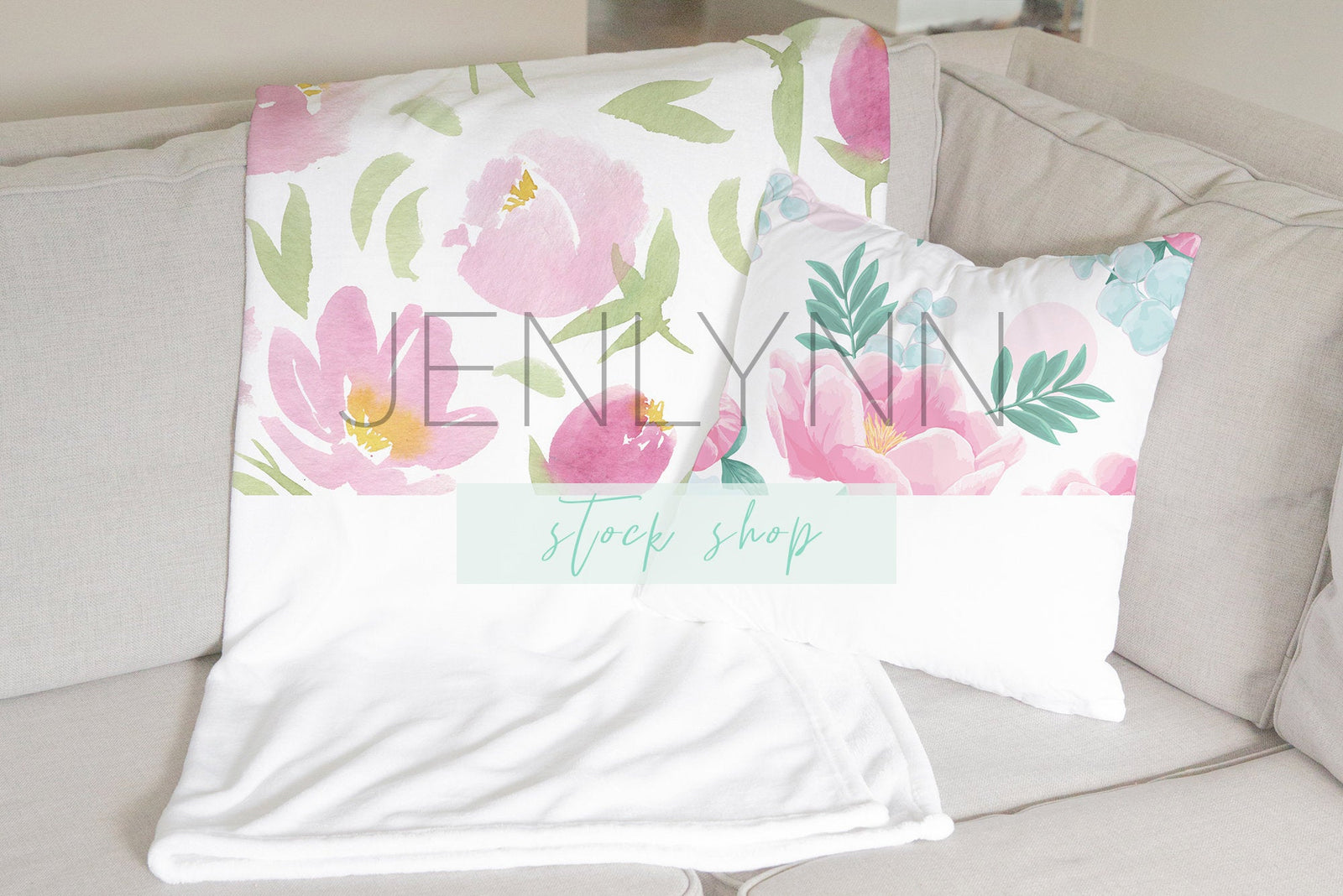 Minky Blanket and Pillow Mockup #5