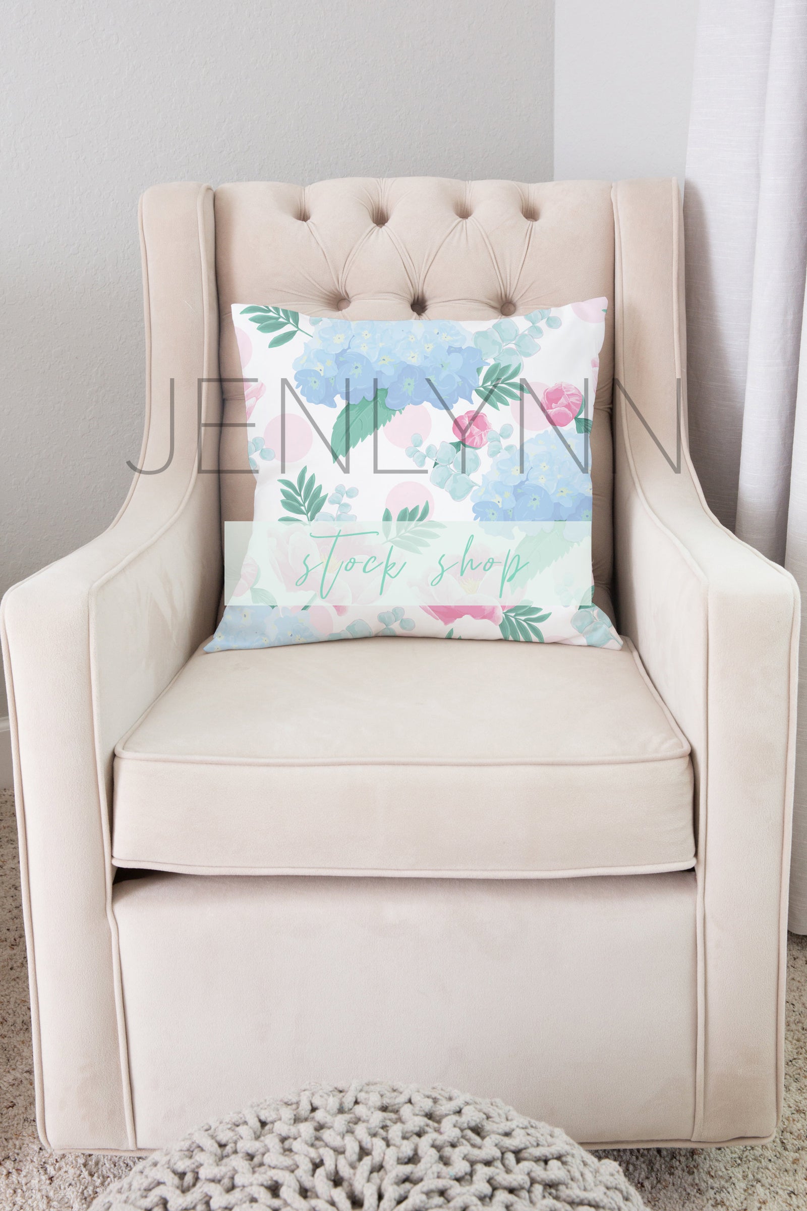 Nursery pillow on Rocker Mockup #3