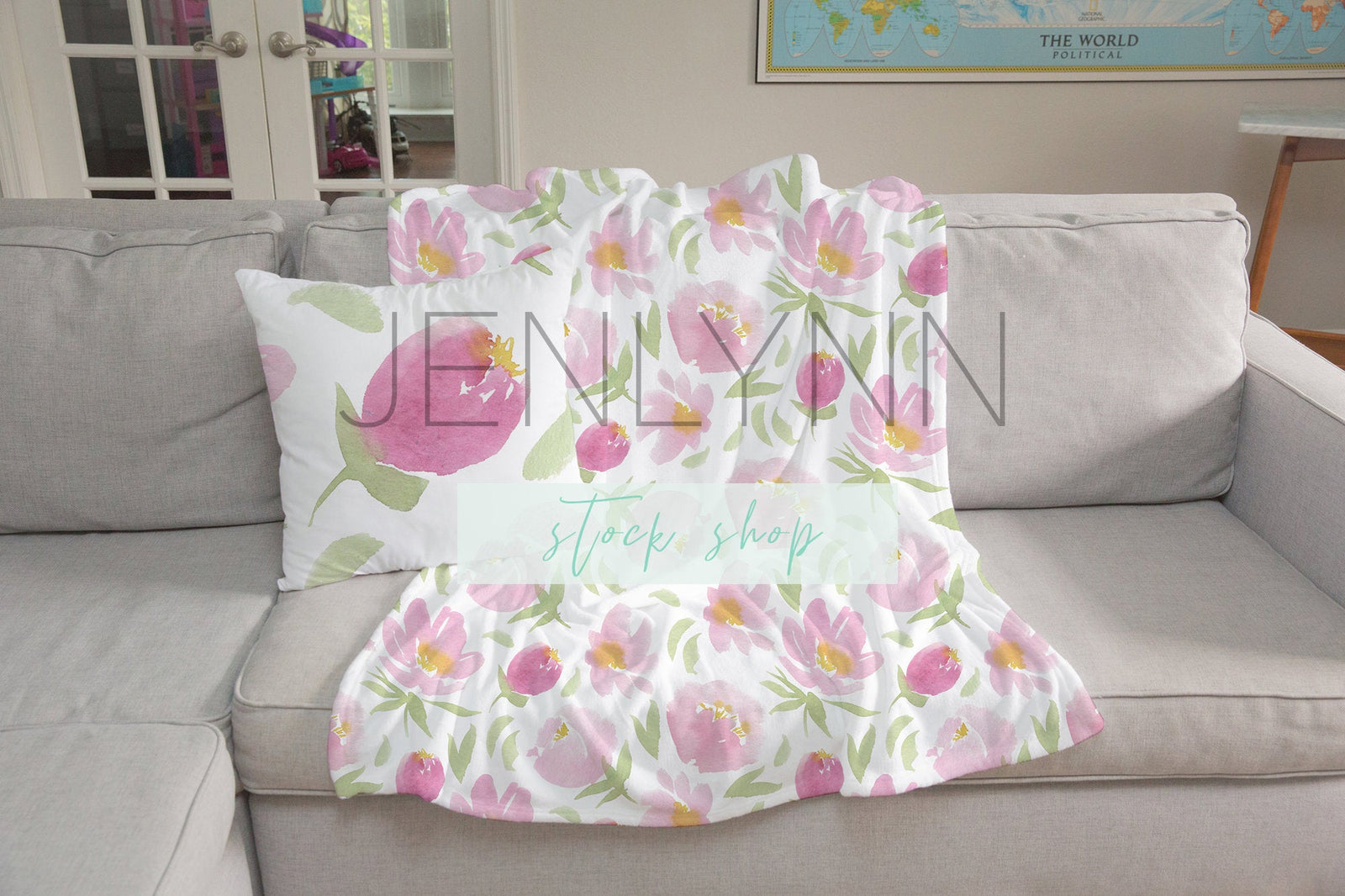 Minky Blanket mockup Pillow Mockup #12