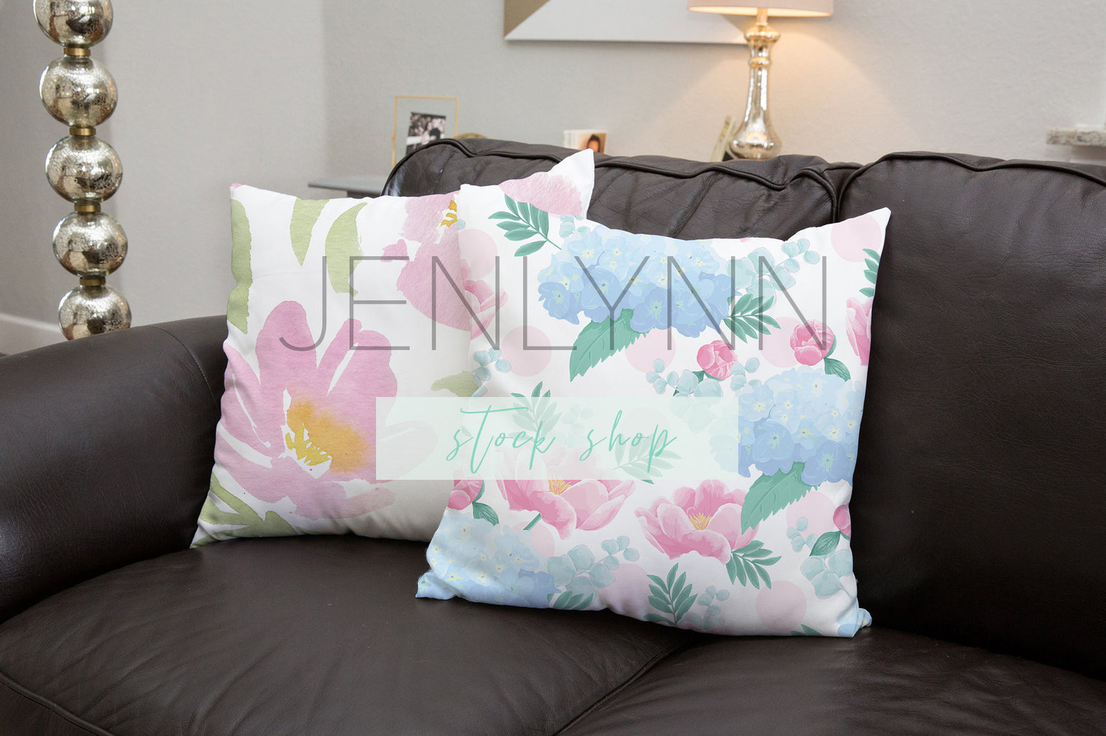 Two White Pillow Living Room Mockups #2