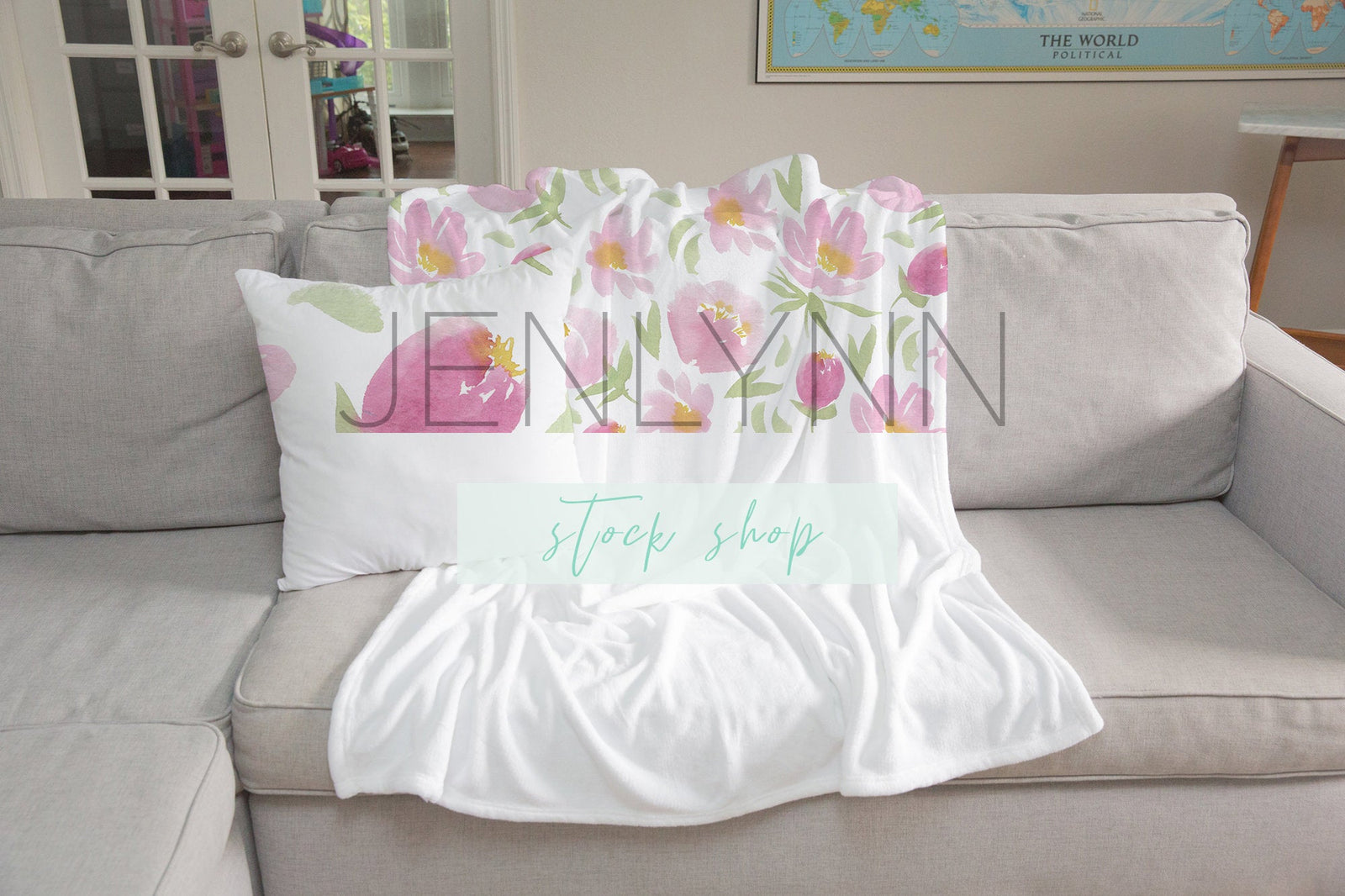 Minky Blanket mockup Pillow Mockup #12