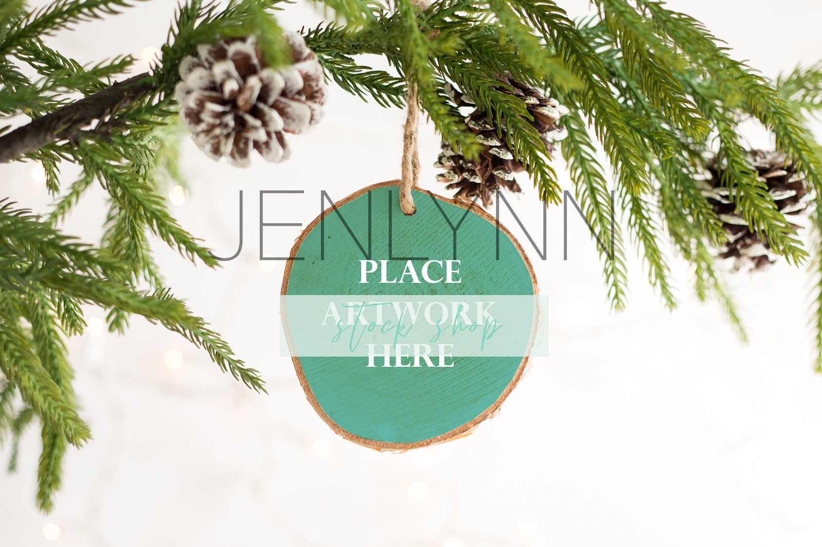 Wood Slice Ornament Mockup #6
