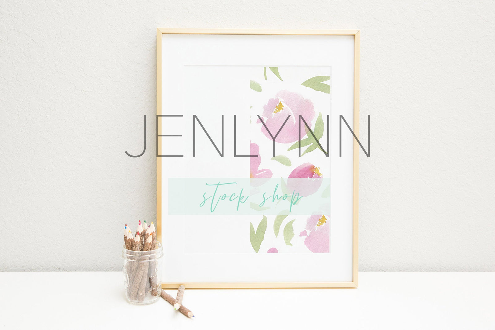 Gold Frame Mockup Colored Pencils #1