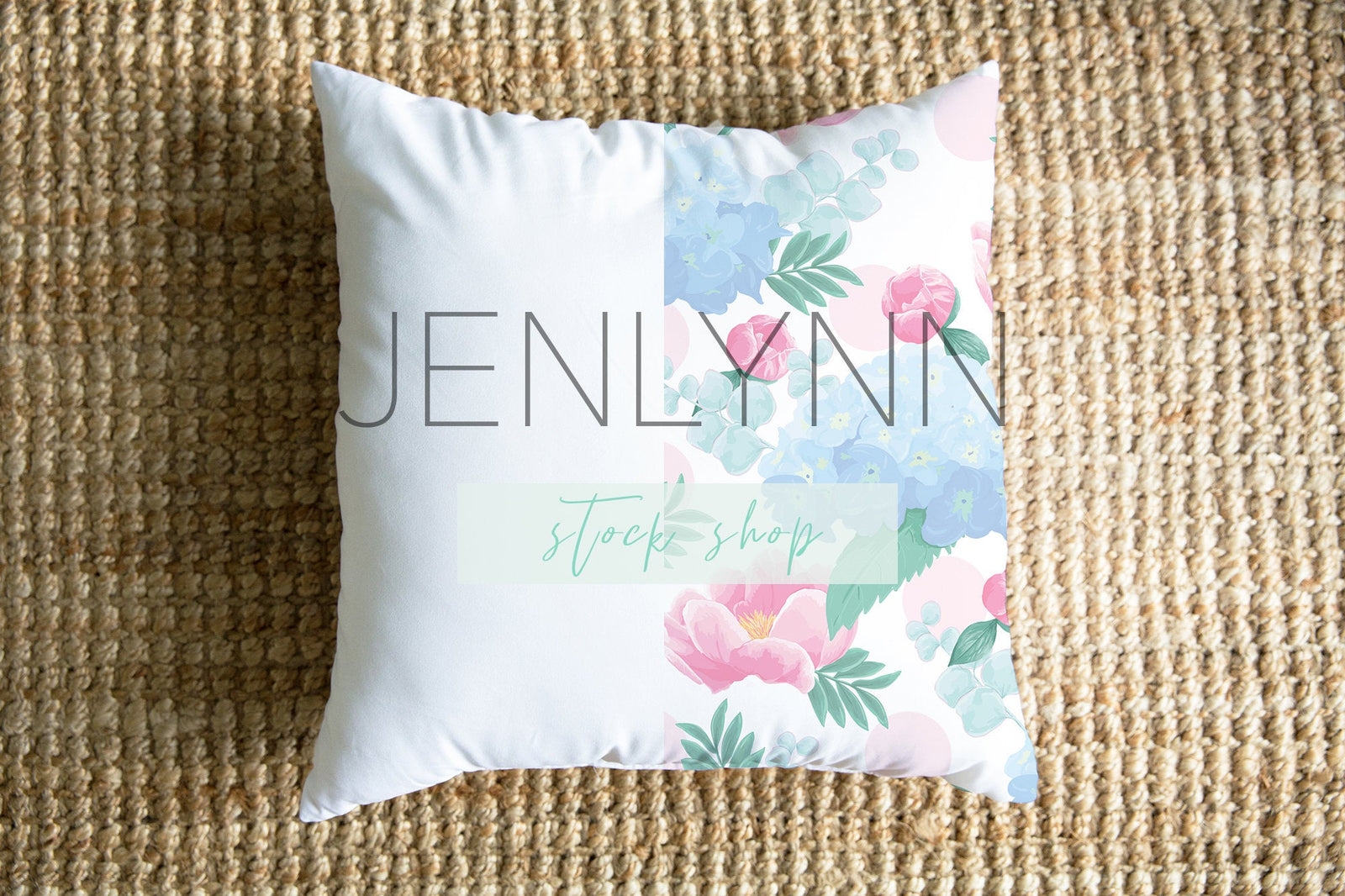 Square Pillow Mockup on Jute #1
