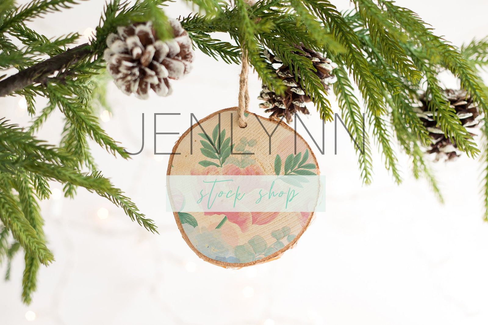 Wood Slice Ornament Mockup #6