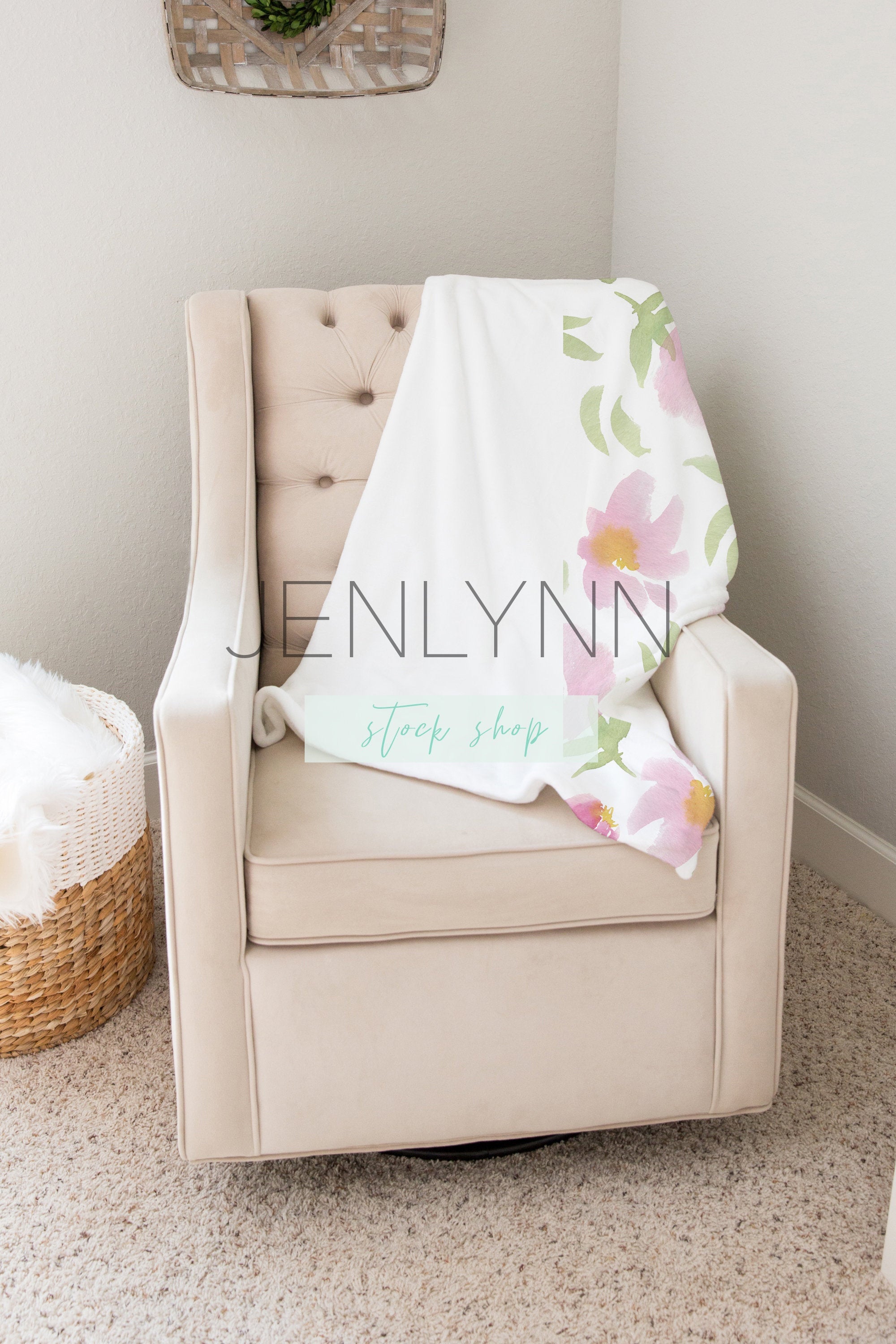 Minky Blanket Mockup on Nursery Chair #7