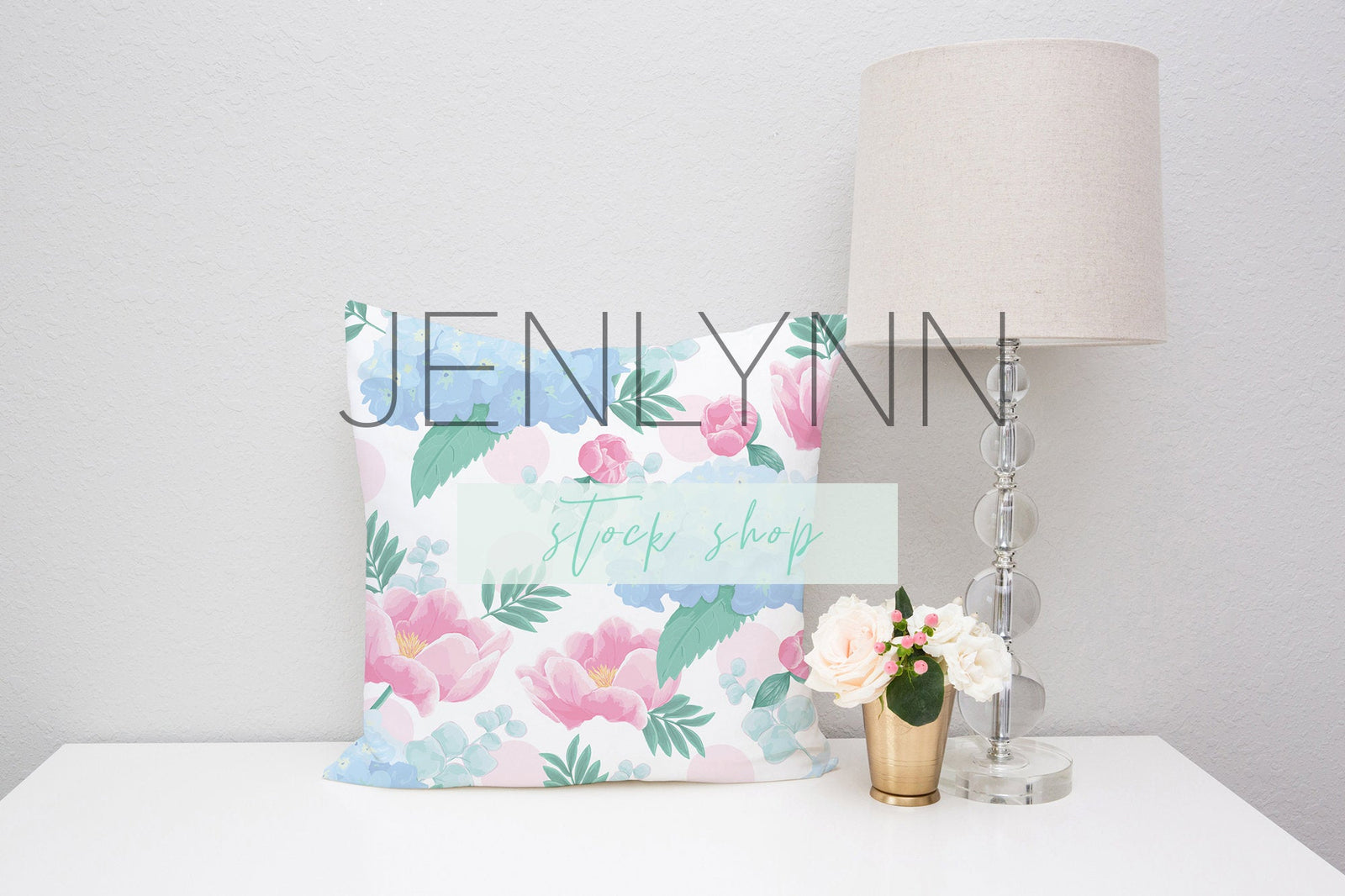 White Pillow on Dresser Mockup #5