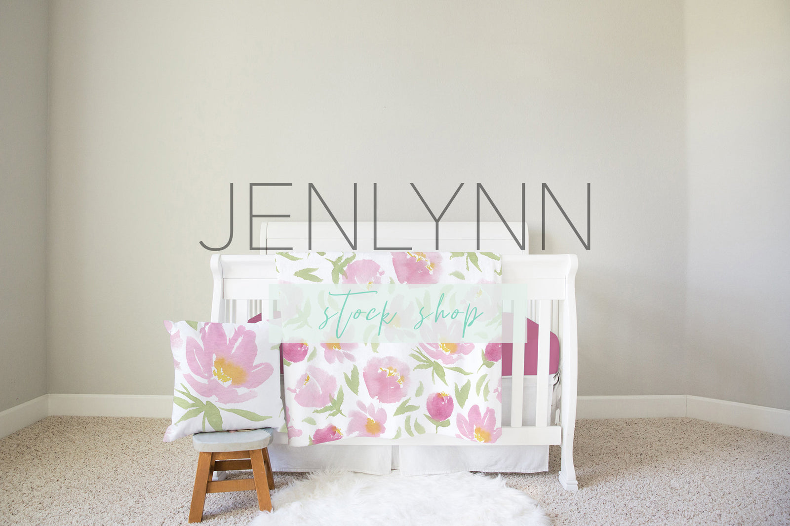 Minky and Pillow Crib Set Mockup #6