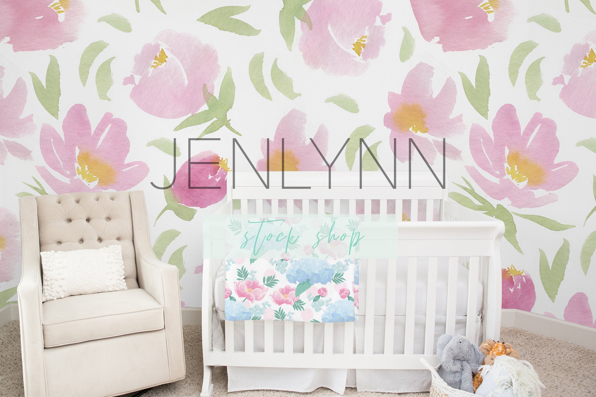 Nursery Mockup | Minky Blanket + Wallpaper Mockup #1