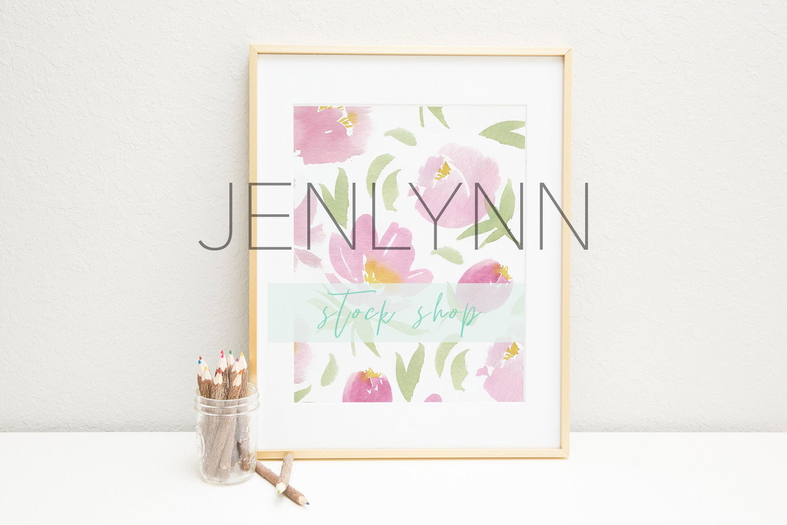 Gold Frame Mockup Colored Pencils #1