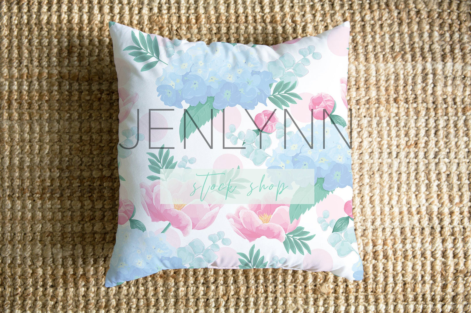 Square Pillow Mockup on Jute #1