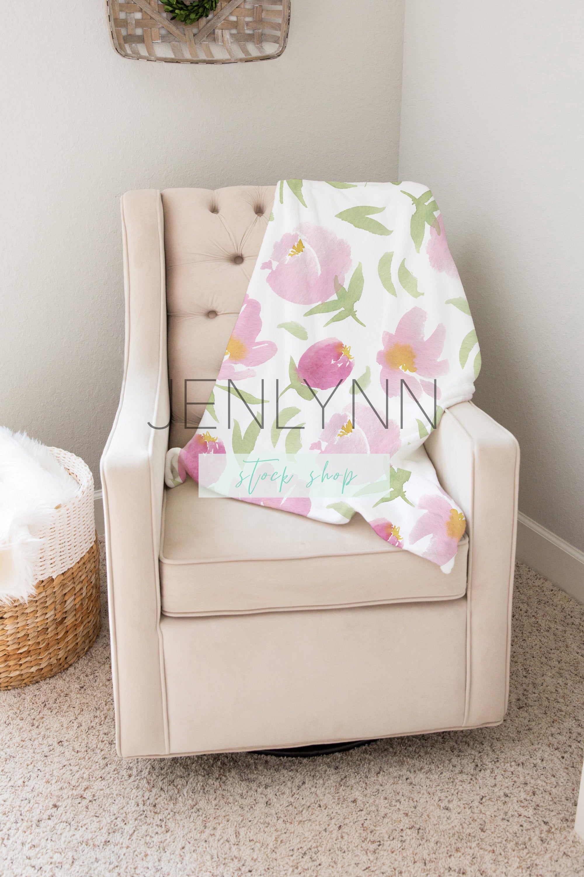Minky Blanket Mockup on Nursery Chair #7