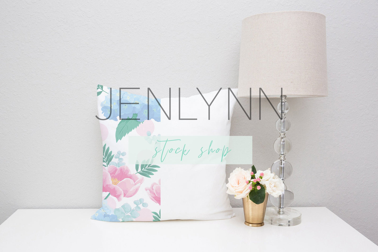 White Pillow on Dresser Mockup #5