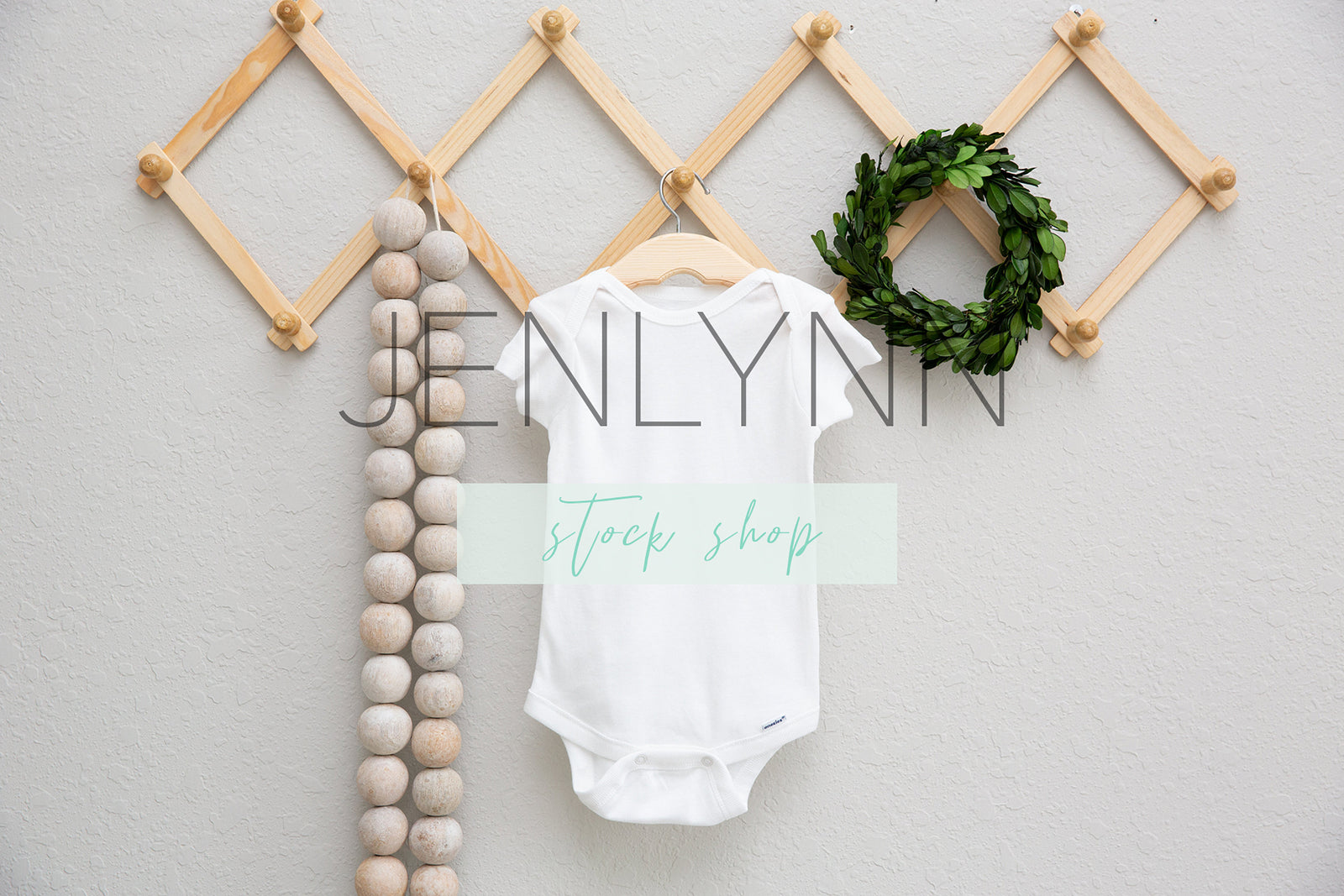 Onesie Mockup on Wooden Hanger #4 JPG