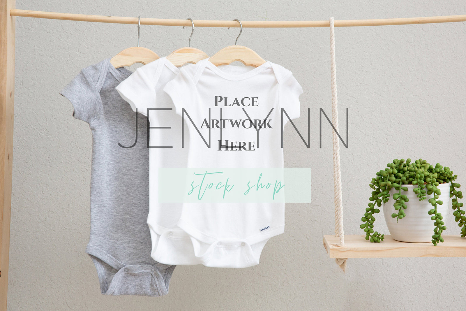 Simple White Hanging Onesie Mockup #6