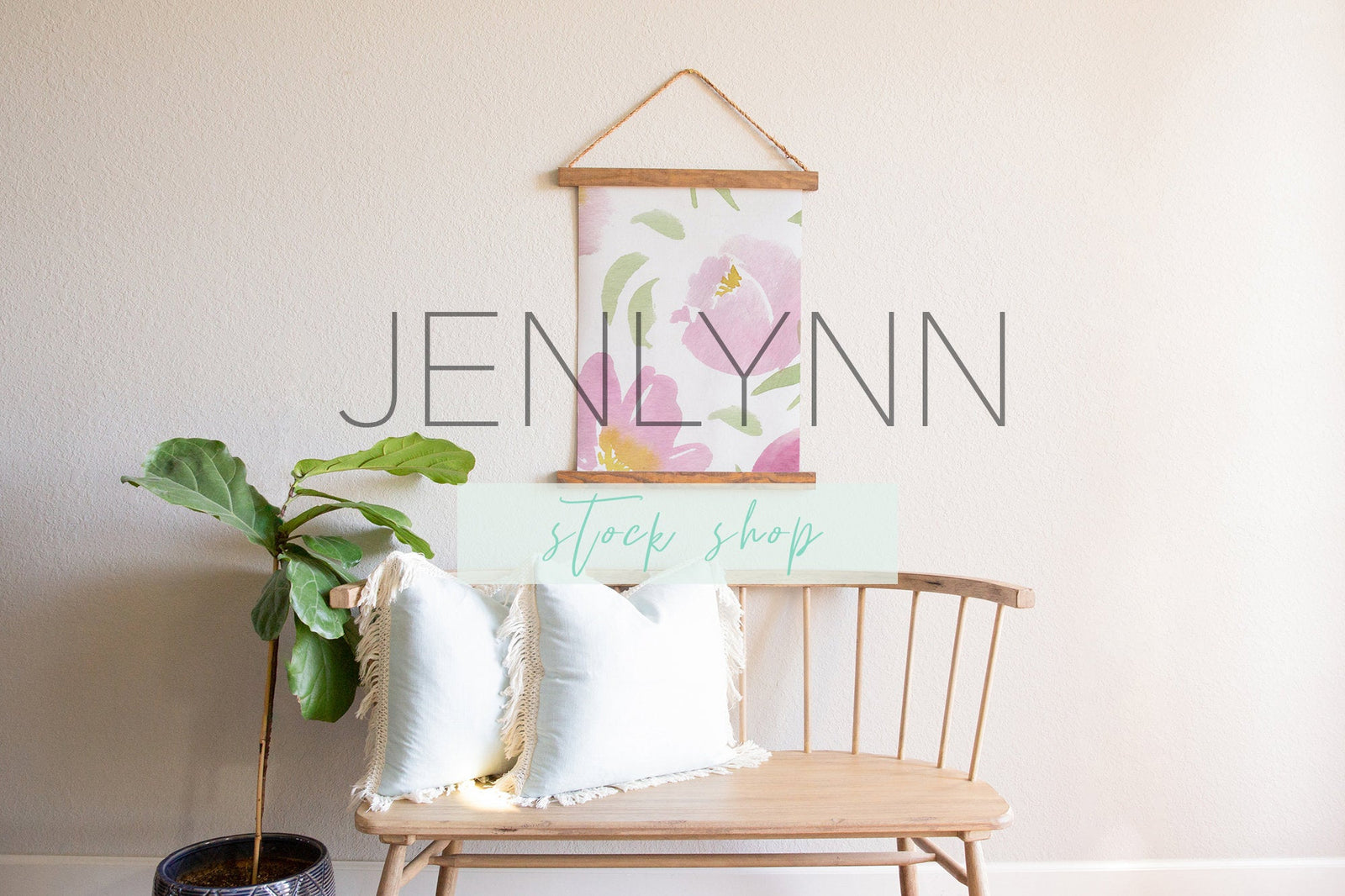 Wood Hanging Canvas Mockup in foyer #3