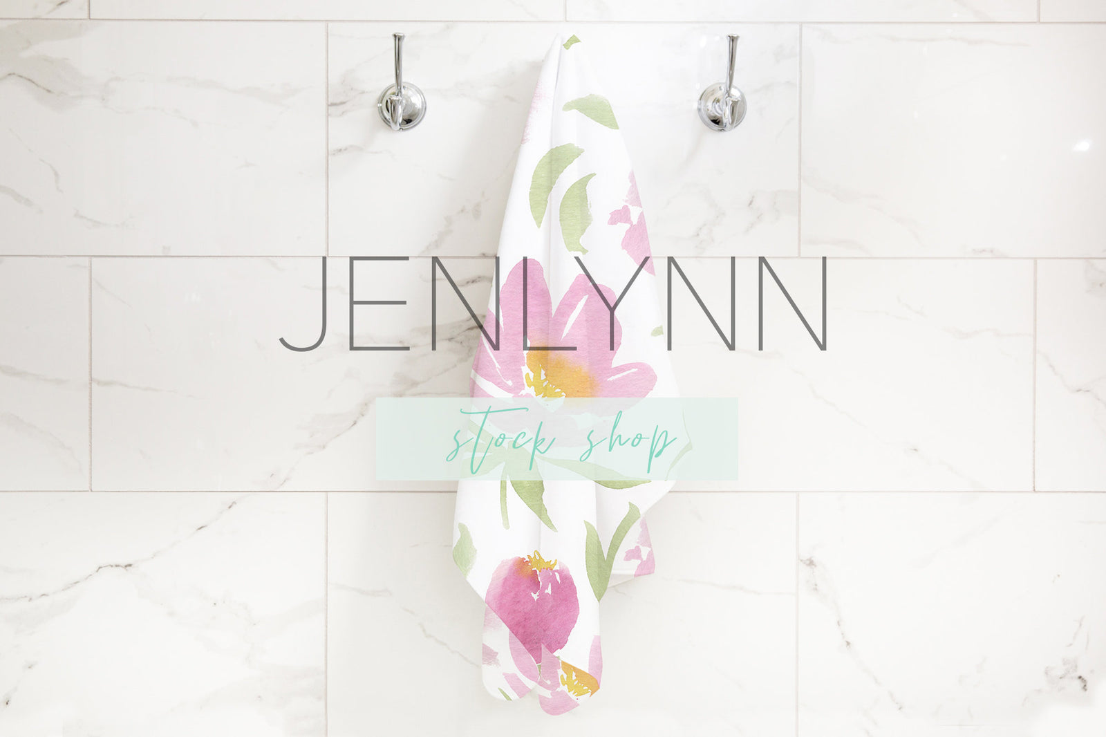 Baby Towel Mockup on shower hooks #5