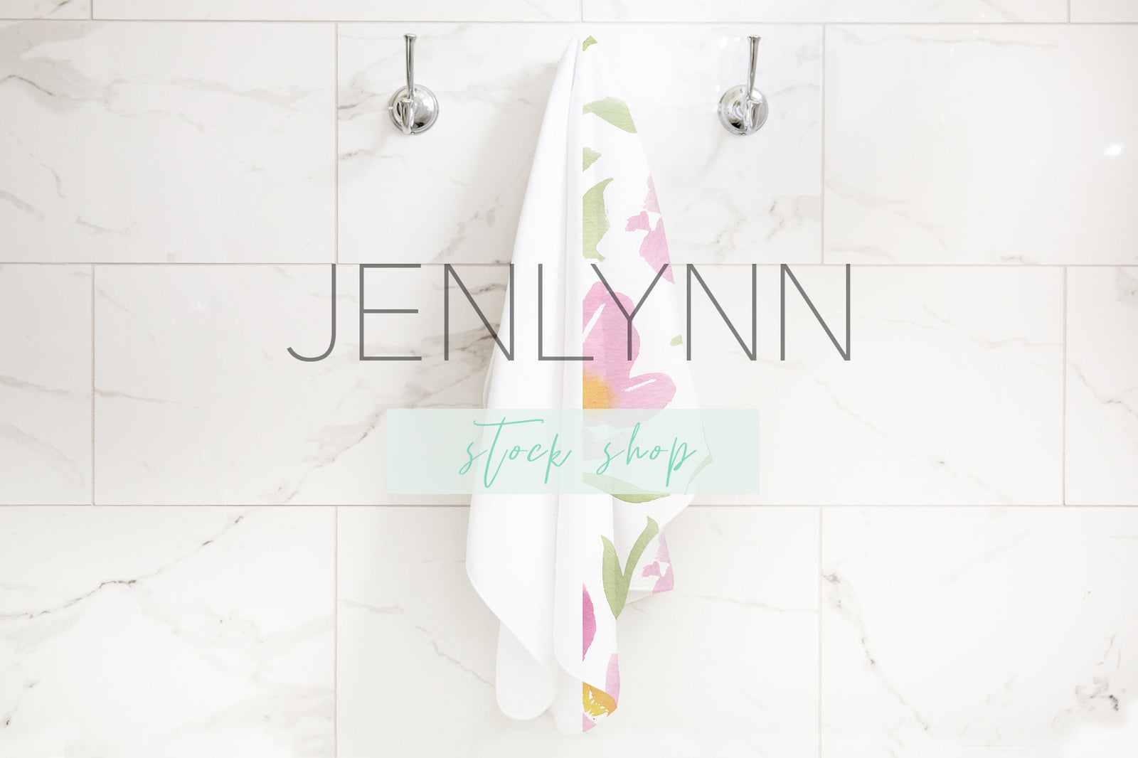 Baby Towel Mockup on shower hooks #5