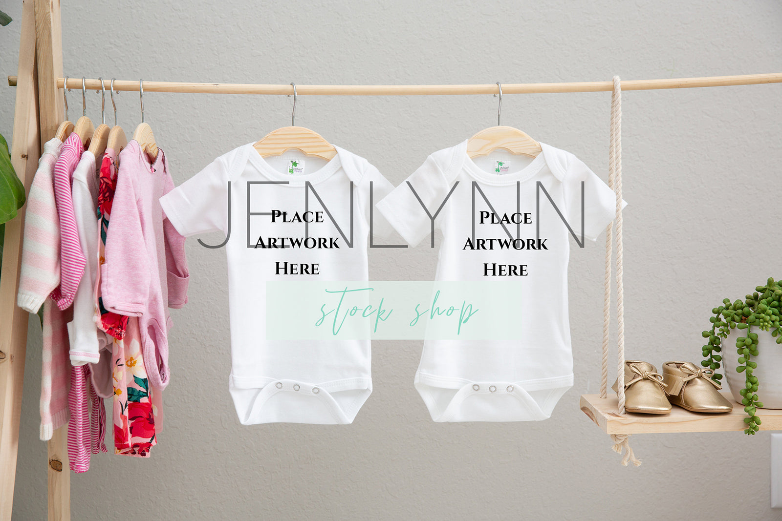 Twin Girls Bodysuit Mockup #23