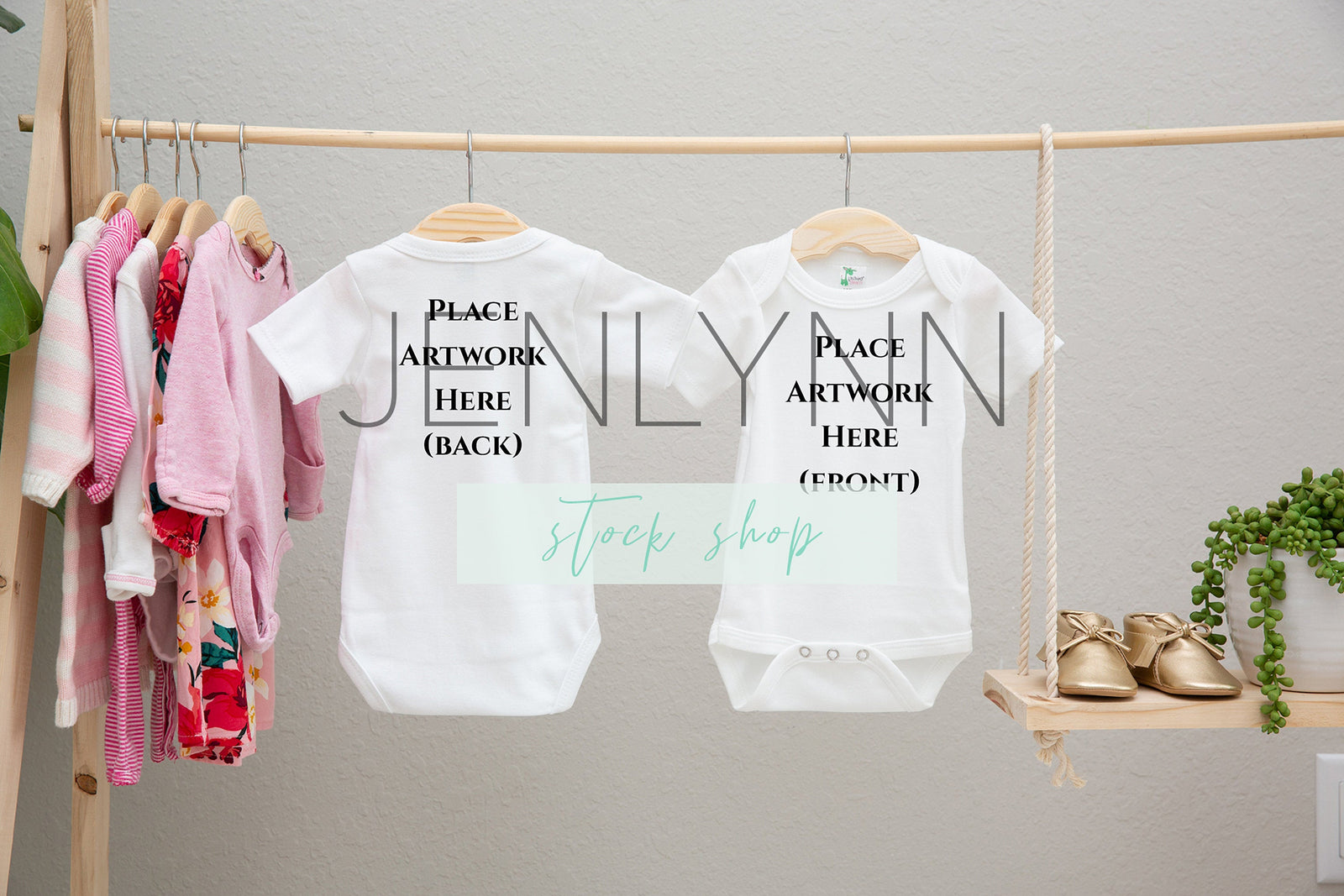 Twin Girls Bodysuit Mockup #24