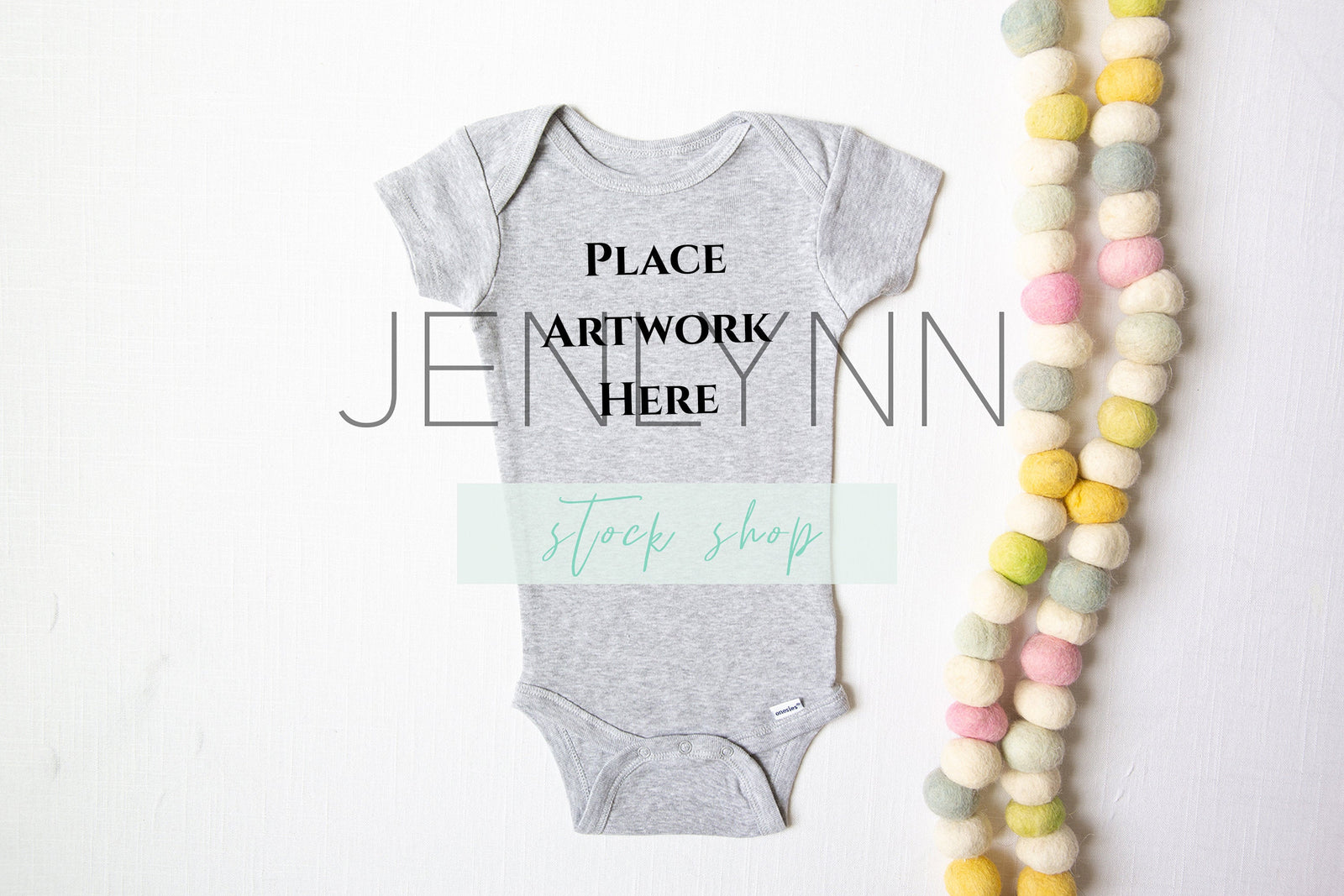 Grey Onesie Mockup flatlay #2 JPG