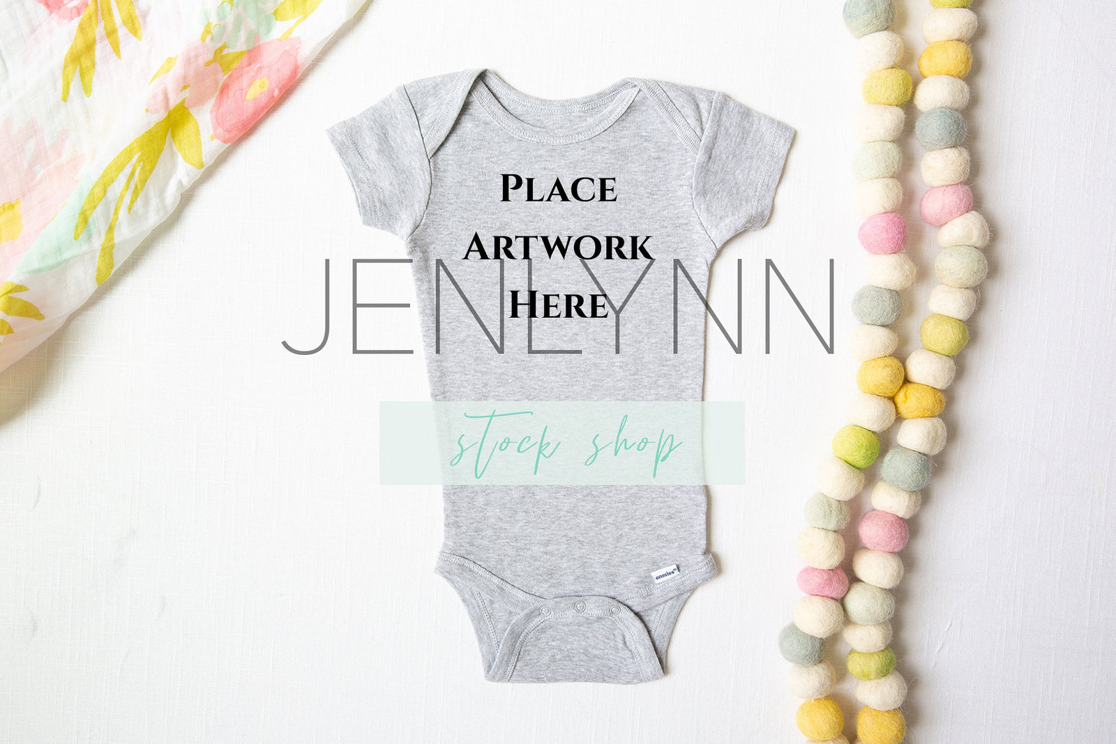 Grey Onesie Mockup flatlay #3 JPG