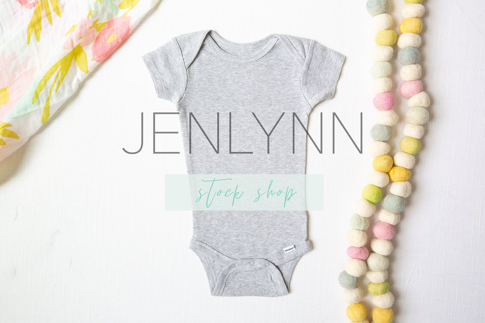 Grey Onesie Mockup flatlay #3 JPG