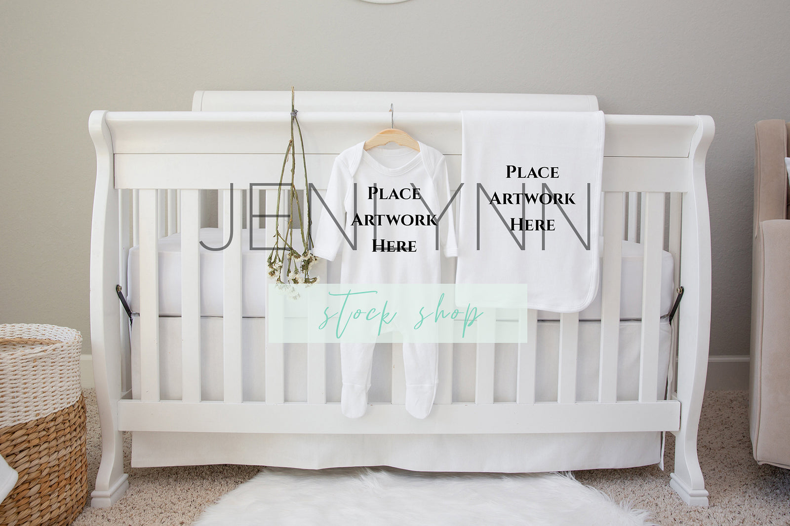 Sleepsuit and Baby Blanket Set Mockup #3 JPG