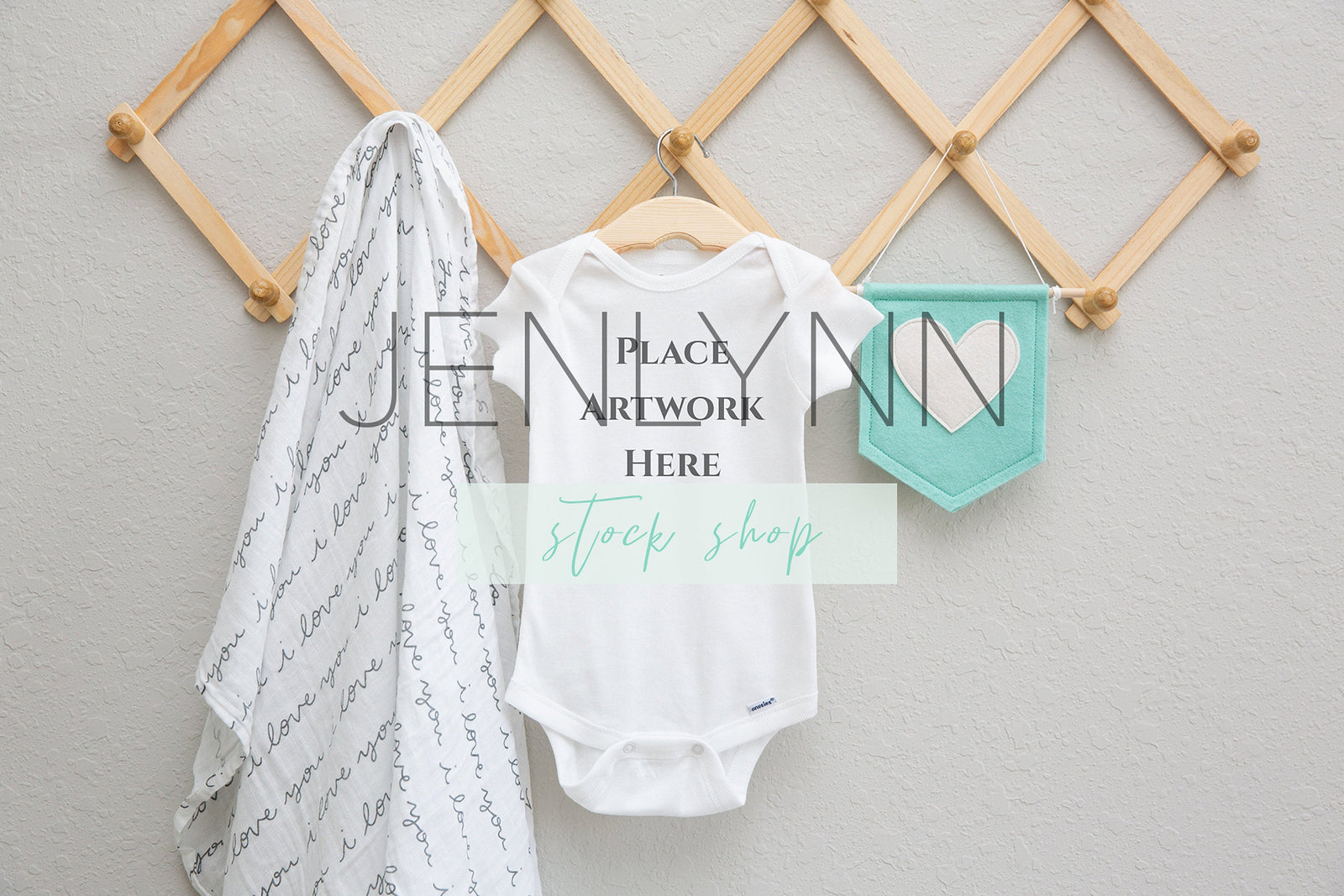Onesie Mockup on Wooden Hanger #3 JPG
