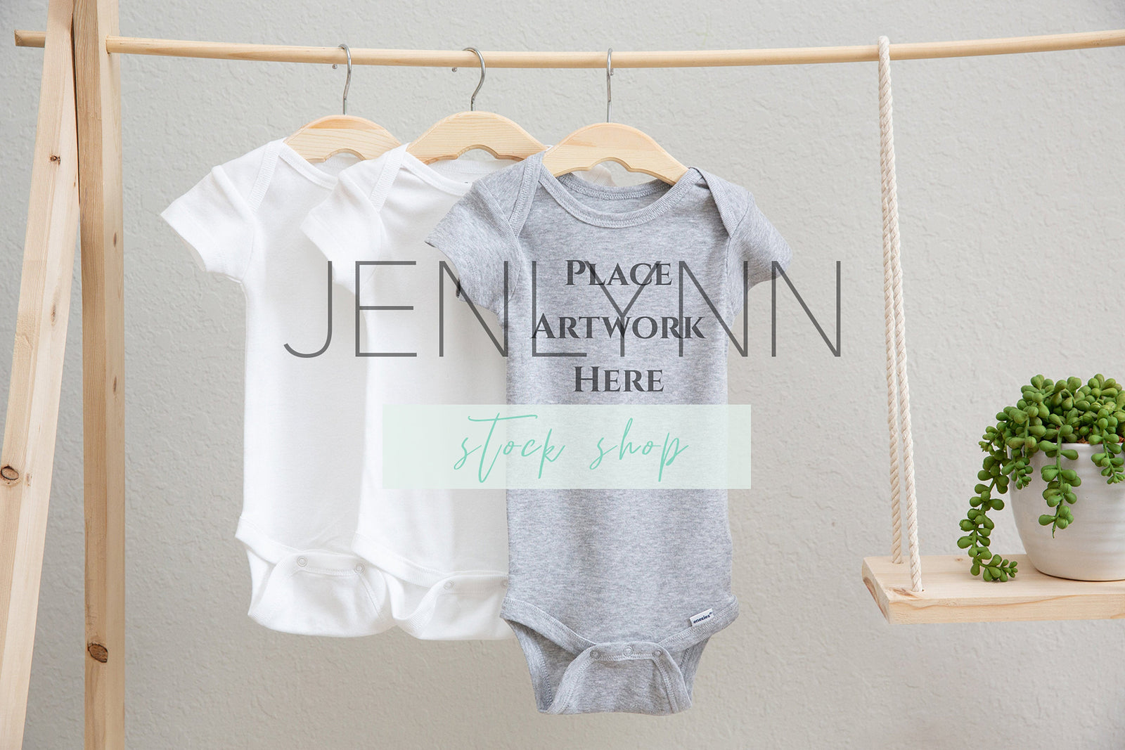 Simple Gray Hanging Onesie Mockup #5