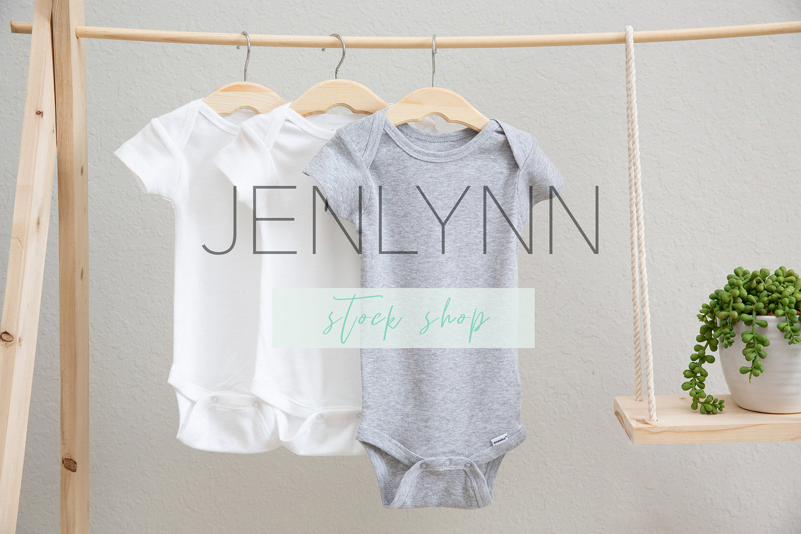 Simple Gray Hanging Onesie Mockup #5