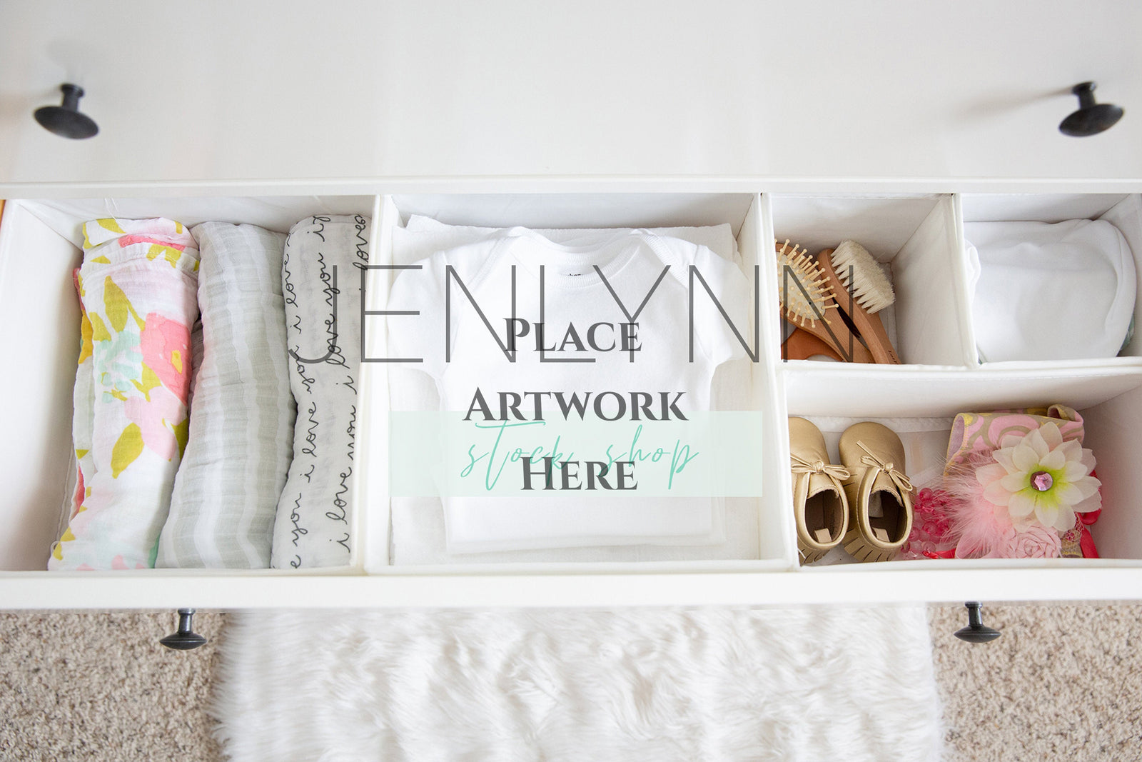 White Onesie in Drawer Mockup #1 PSD