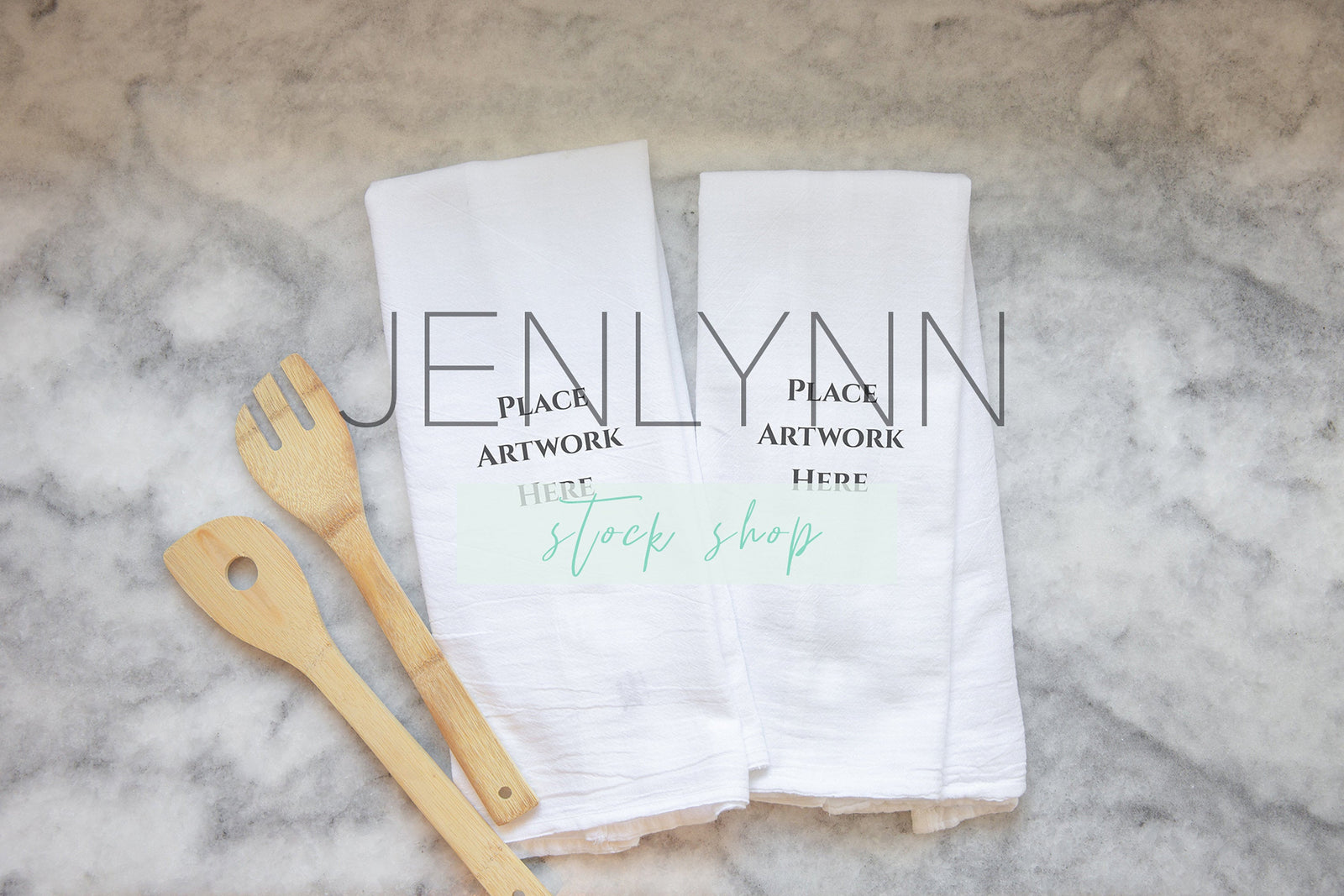 Two White Kitchen Towel Mockup #13 PSD