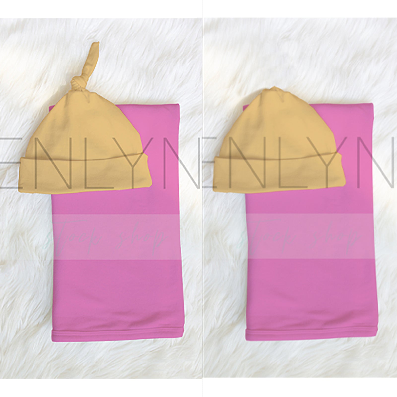 Jersey Blanket and Knotted (or no knot) Set Mockup PSD #12